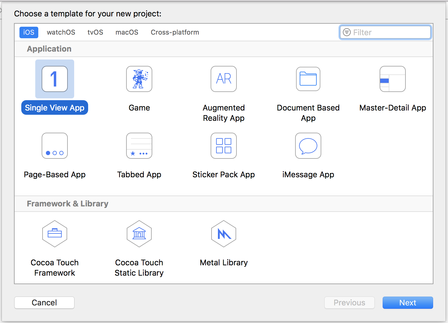 アプリテンプレート選択